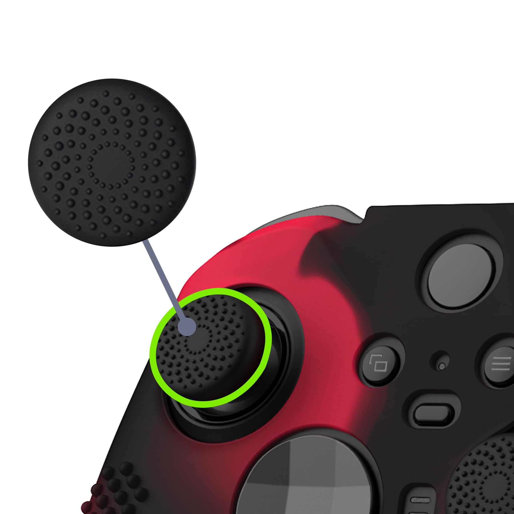 eXtremeRate PlayVital Funda de Silicona para Xbox One Elite Protector Antideslizante Suave Piel Cubierta Skin Case para Nuevo Xbox One Elite Controller Serie 2 con Tapas de Joyticks(Rojo & Negro)