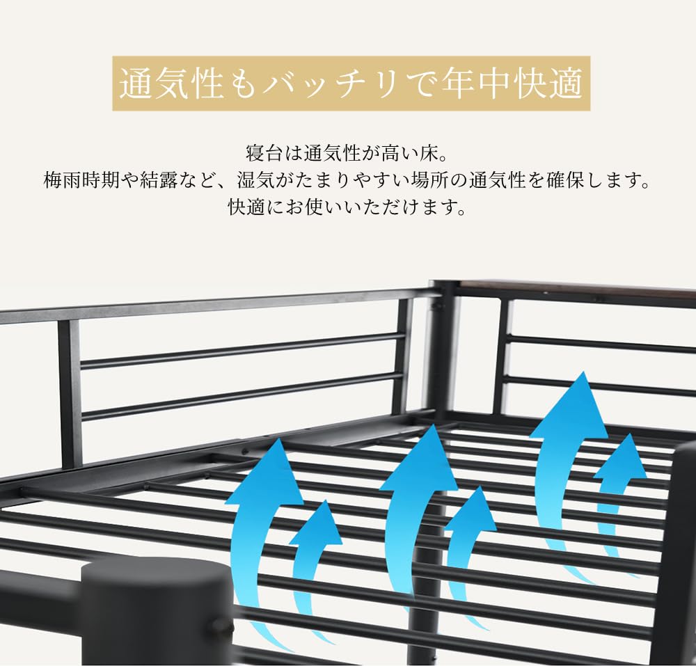 Amazon｜ロフトベッド 大人用 パイプベッド シングル 木 デスク付き 机