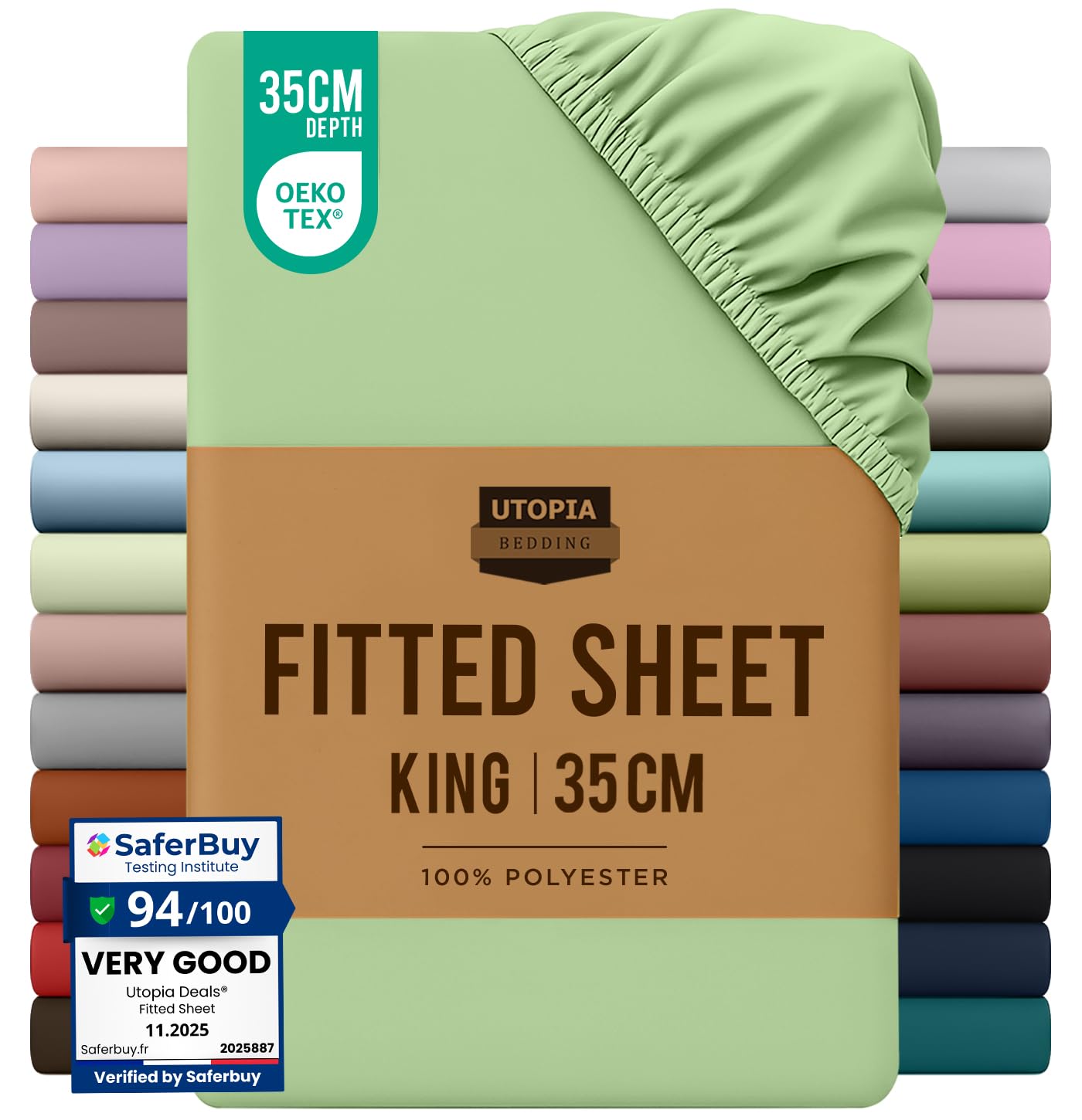 Utopia Bedding Fitted Sheet King, White - Deep Pocket 14 inch (35 cm) - Easy Care - OEKO-TEX Certified - Soft Brushed Microfibre Fabric - Shrinkage and Fade Resistant - Bottom Sheet — view 130