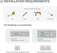 Vista 4 de Homesupplier - Cortinas inteligentes, barra de cortina con control remoto, control WiFi, compatible con Alexa, Google Home, longitud variada