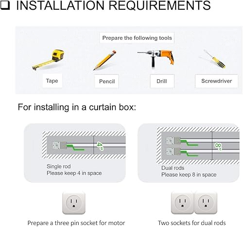 Vista 4 de Homesupplier Smart Curtains, Remote Control Curtain Rod, WiFi Control, Compatible with Alexa, Google Home, Varied Length (13 ft Rod)