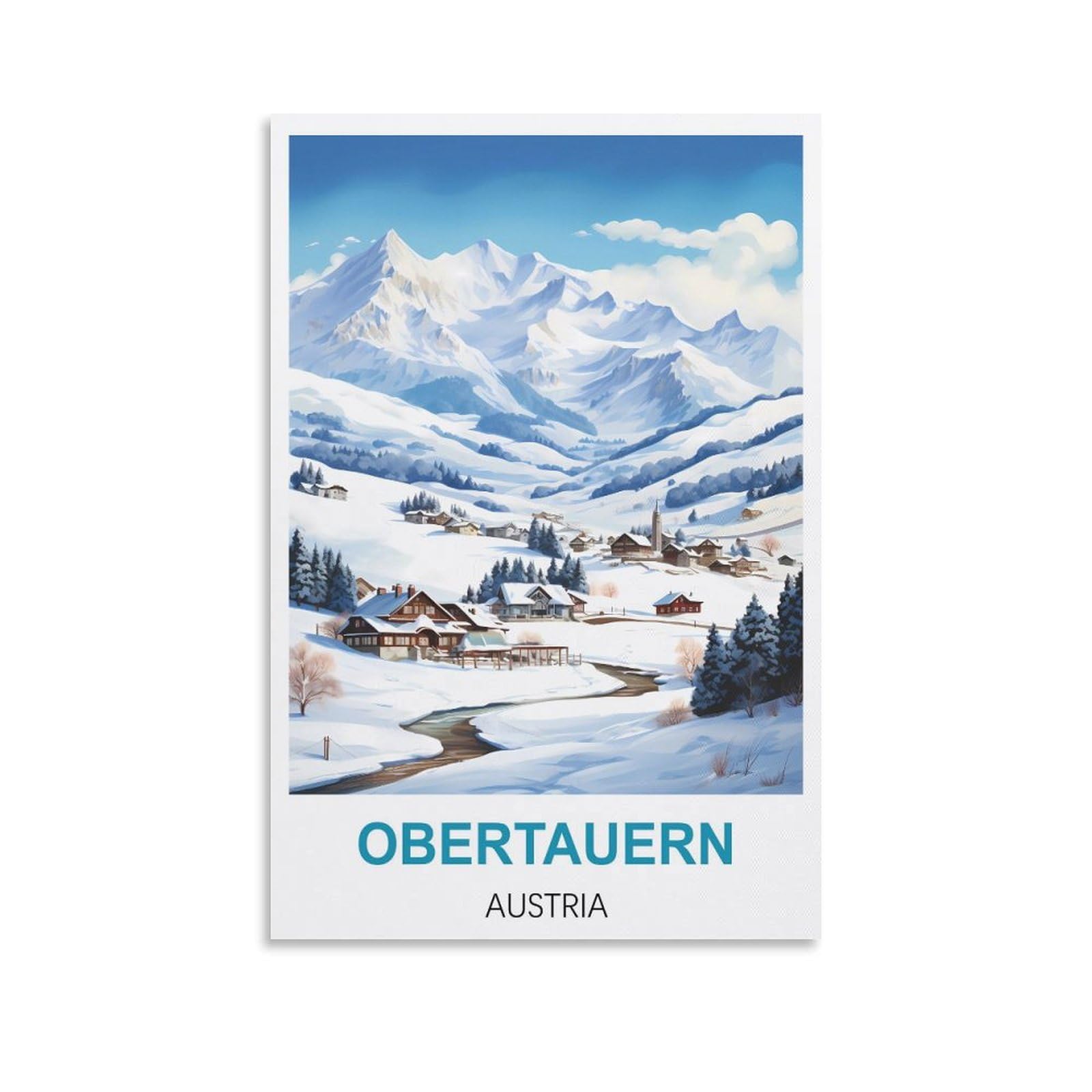 Vintage Metal Tin Signs Obertauern Austria,Tin Sign Metal Retro Art Wall Poster for Home Club Garden Decor 15x30cm