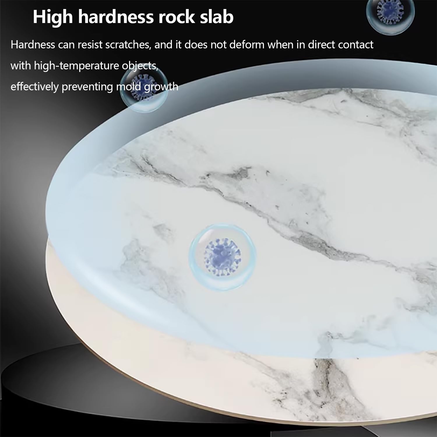 Tocadiscos grande de mármol Lazy Susan de 32 pulgadas, bandeja giratoria de 360° para centro de cocina, mesa redonda resistente, color blanco brillante (80 cm)