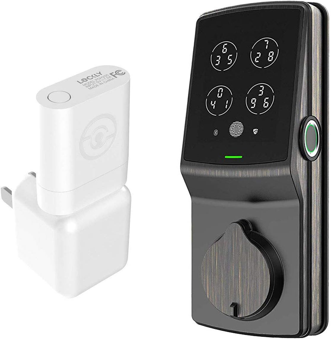 Lockly Secure Link WiFi Smart Hub Door Sensor Bundle with The Smart Deadbolt Door Lock, Bronze