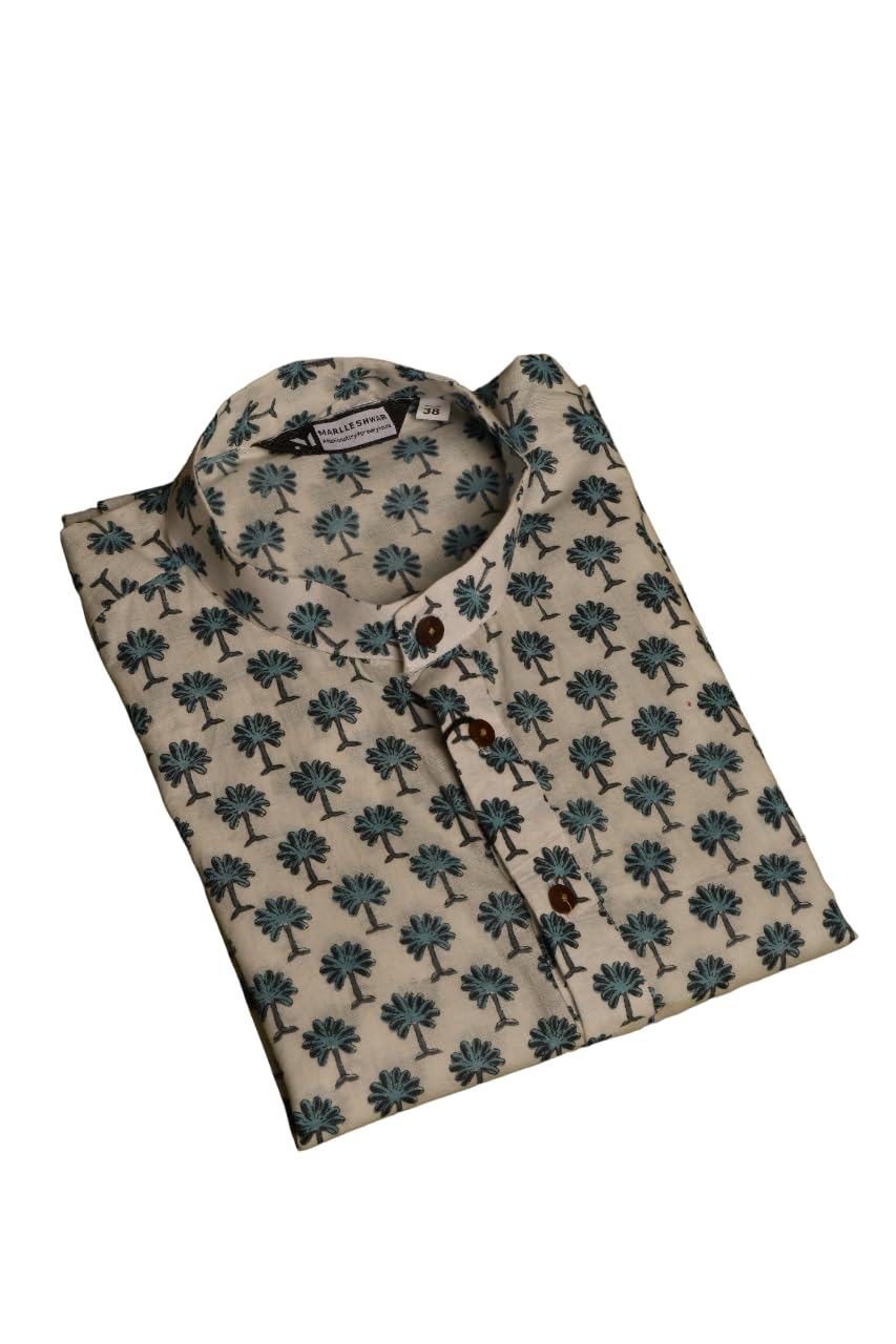 Men’s Pure Cotton Long Kurta with Handblock Floral Print | Ethnic Printed Straight Kurta for Men | Full Sleeves Kurta Casual Outings | Soft & Breathable-image-25