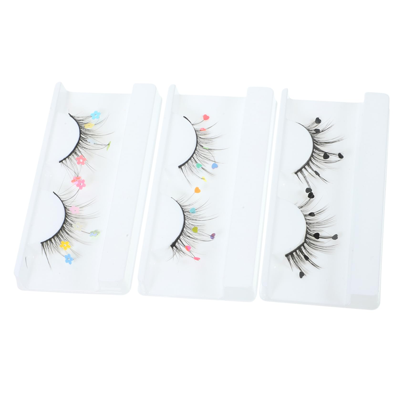 DOITOOL 12paare Und Blumendesign Wimpern Wiederverwendbare Natürliche Falsche Wimpern Mit Pailletten Für Strahlende Augen-make-up-looks
