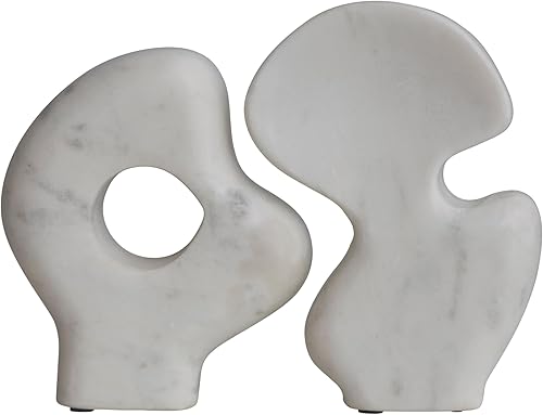 Miniatura 10 de Bloomingville Esculturas decorativas abstractas de mármol, juego de 2 estilos, color blanco