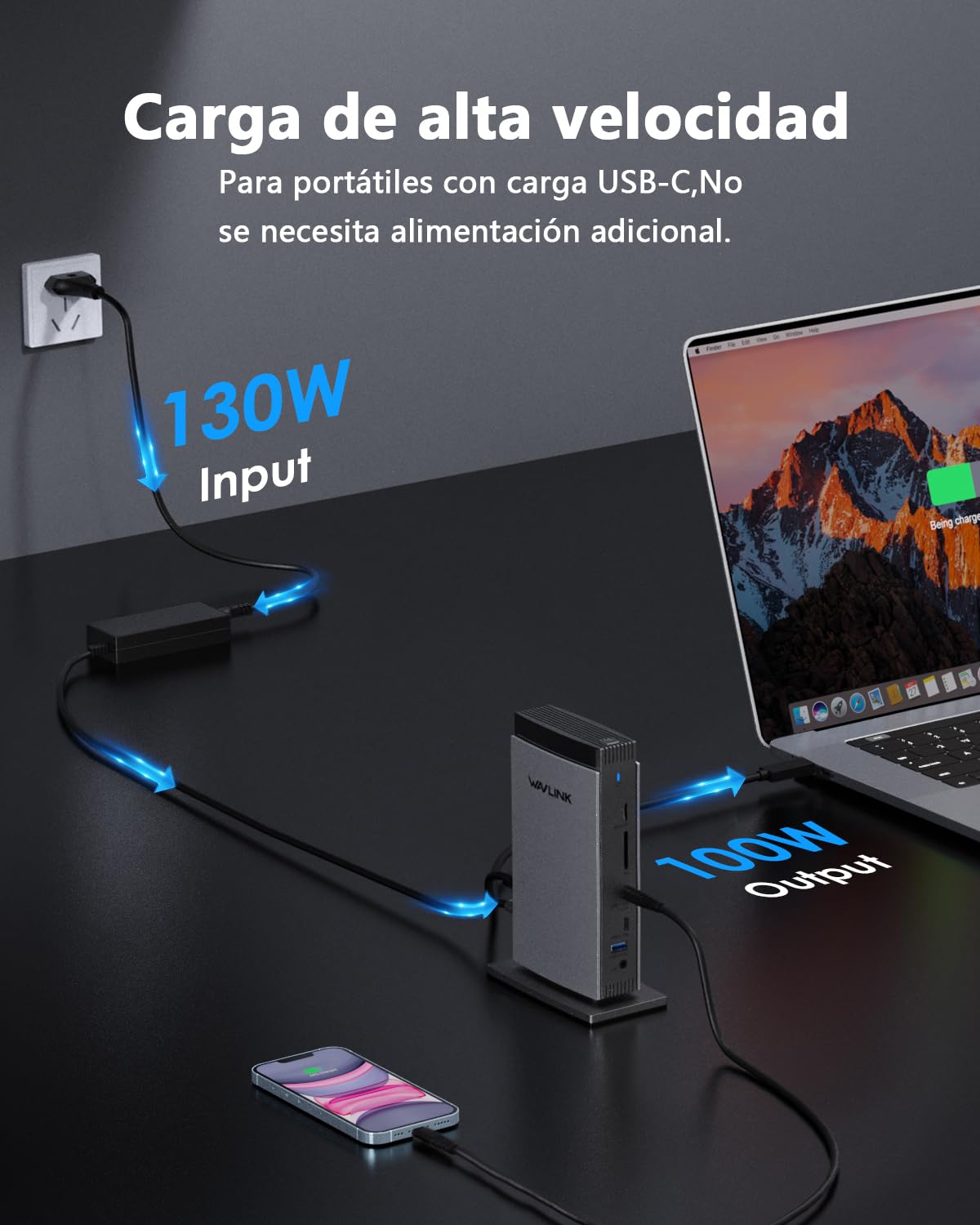 WAVLINK Displaylink Docking Station Triple Pantalla 4K@60Hz, 3HDMI, 2DP | 5 USB C/A, Carga 100W, Ethernet, Audio, SD/TF, Compatible con Windows/Mac M1 M2 M3 M4 M5 MacBook Neo