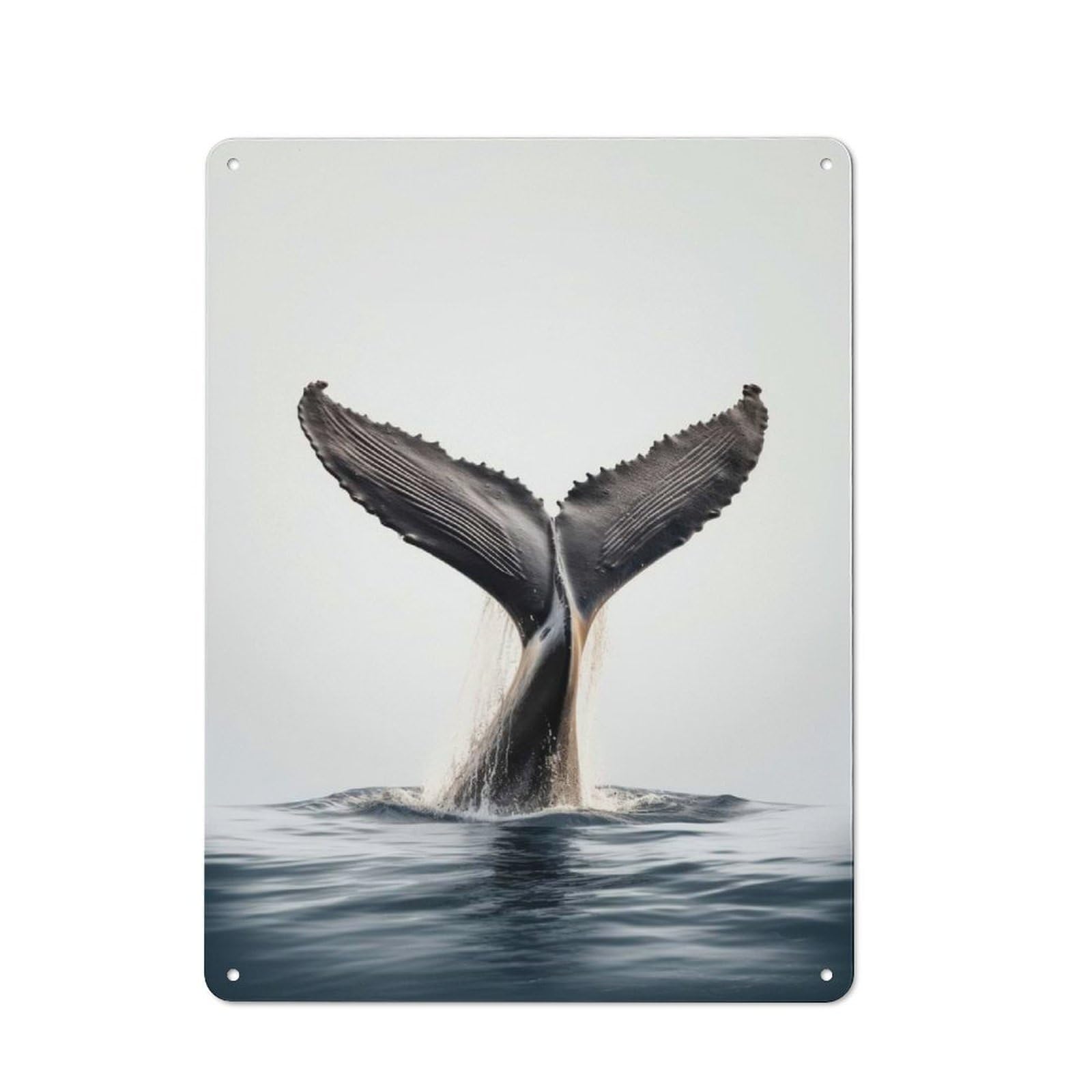 Junmoney Whale Tail Breach Vintage Tin Sign 40X30cm With For Home Office Or Studio, For Home Office Decor Fans