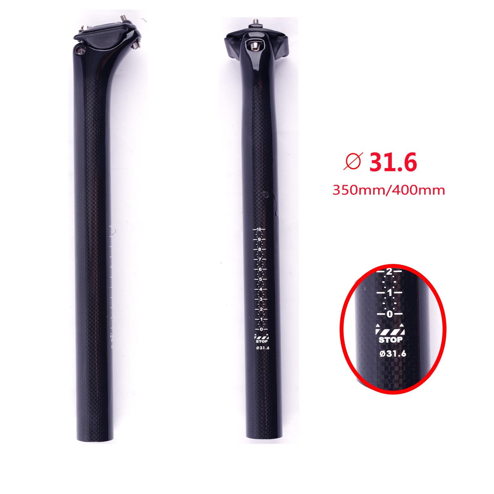 3k Fibra di Carbonio Lucida 27.2/31.6mm*350/400mm Reggisella per Bici da Ciclismo Mountain / Road Bike BMX
