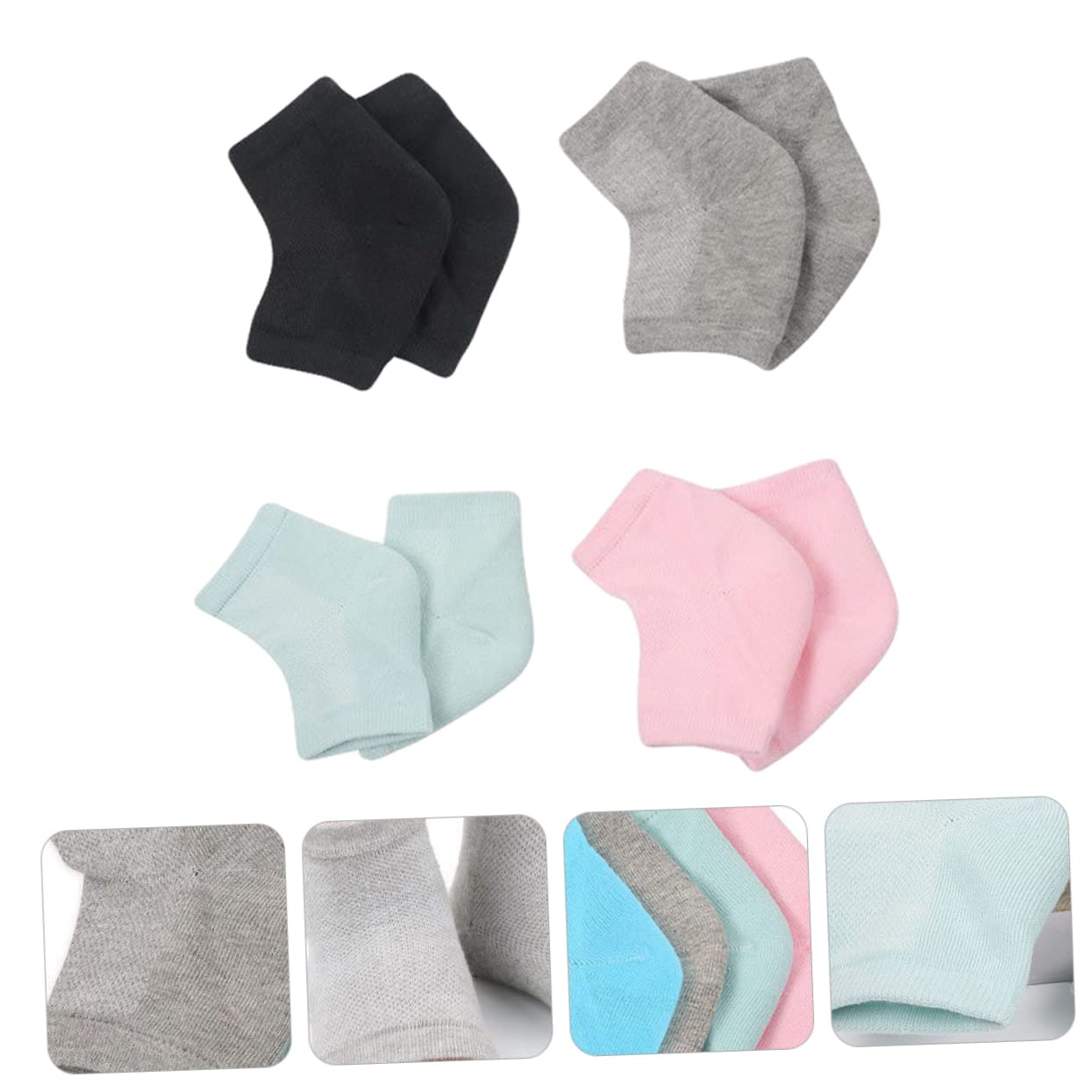 SOESFOUFU Anti-Cracking Heel Socks 4 Pack Toeless Foot Socks for Protection Soft Comfortable Cotton Blend