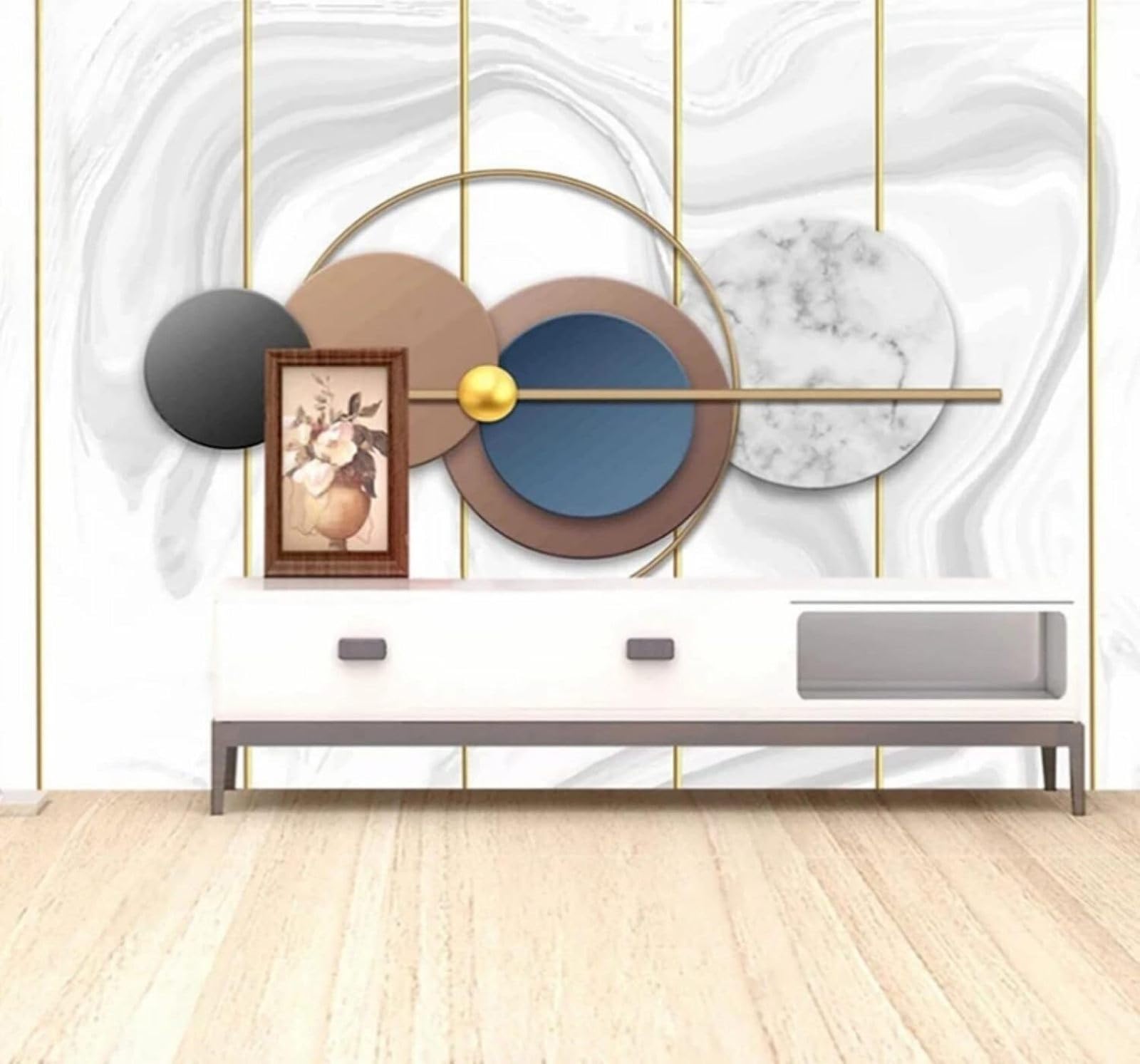 XLMING Creative Marble Effect Pattern Circular Smoky 3D Wallpaper Luxury Home Dining Decor Paste Sofa Living Room The Wall for Bedroom Mural-150cm×105cm