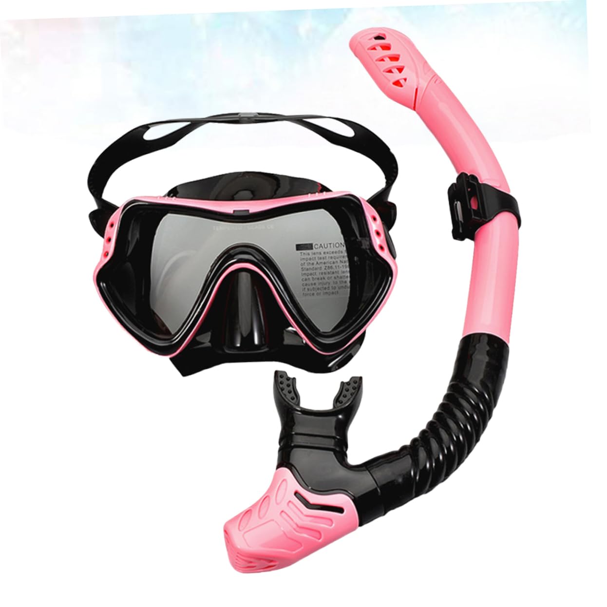 Occhialini da Snorkeling Rosa in Silicone per Ragazzo Ragazza | Lente Singola, Fori di Drenaggio Unidirezionali, Fascia Elastica Alta, Set per Respirazione e Scarico Acqua