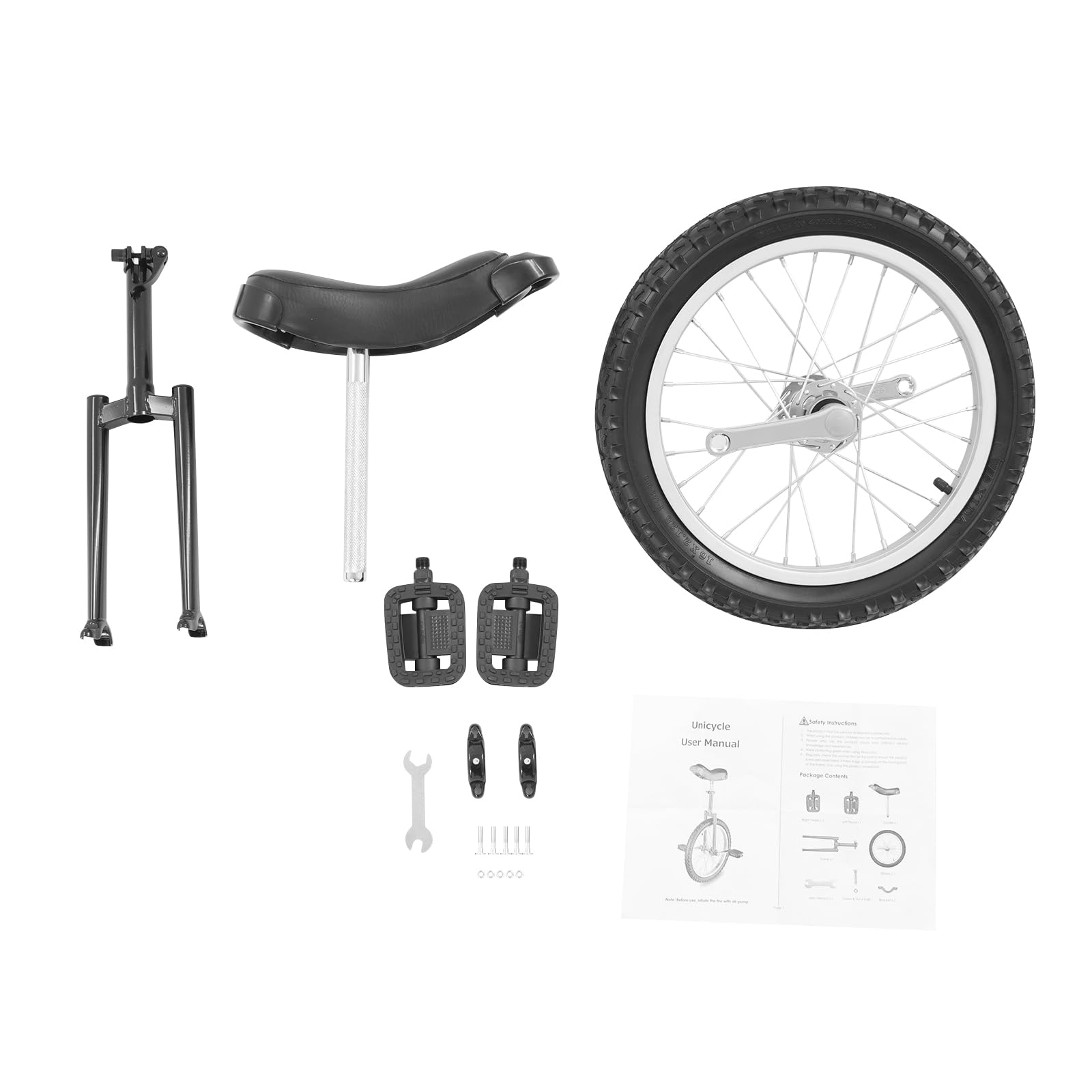 Monocycle de 40,6 cm - Réglable en hauteur - Pour entraînement d'équilibre - Pour cyclistes de 1,2 à 1,55 m - Béquille pour enfants à partir de 7 ans, enfants, adultes et professionnels