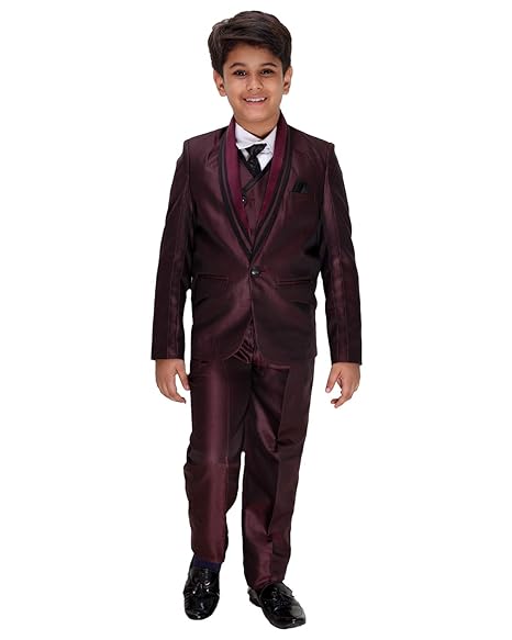 5 Piece Coat Suit with Shirt Pant Blazer Waistcoat & tie for Kids & Boys_FS25