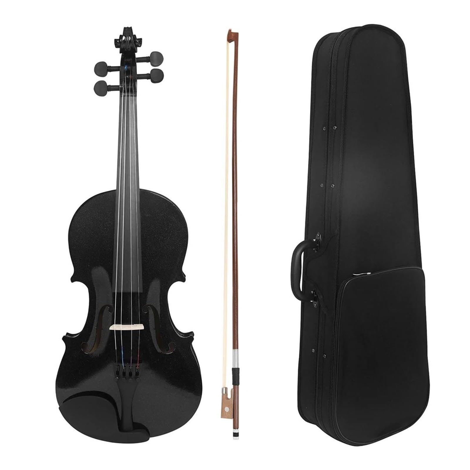 Violino 4/4 Nero Strumento A Corde Professionale In Legno Massello Acustico Violino(1SET)
