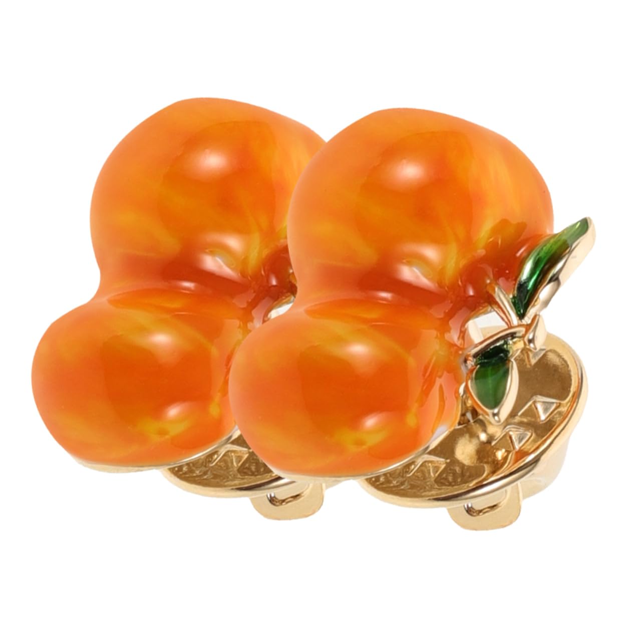 5sets Yellow Enamel Lapel Brooch Cartoon Pins Decoration Fruit Clothing Accessories Peach Sweater Clips Orange Copper 2pcs*5