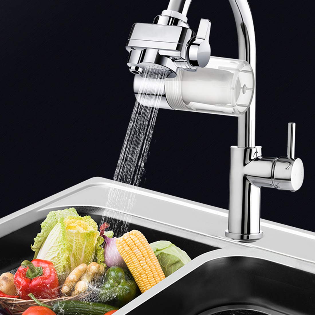 System filtracji wody kranu 8-warstwowy filtracja, podwójny tryb wylotu z ultra adsorpcyjnym materiałem - pasuje do standardowych kranów, zestaw 1 + 4