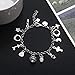 Silver Plating Charm Bracelet with Cross, Hearts, Stars, Crystal Pendants, Religious Fashion Jewelry for Women