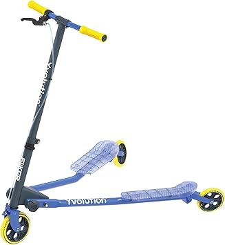 Yvolution Fliker A3 Drift Scooter, 3 Wheels Kids Wiggle Scooter, Foldable, Handbrake, Caster Wheels, for Boys and Girls Aged 7+ Years Old, Max Weight 175lbs