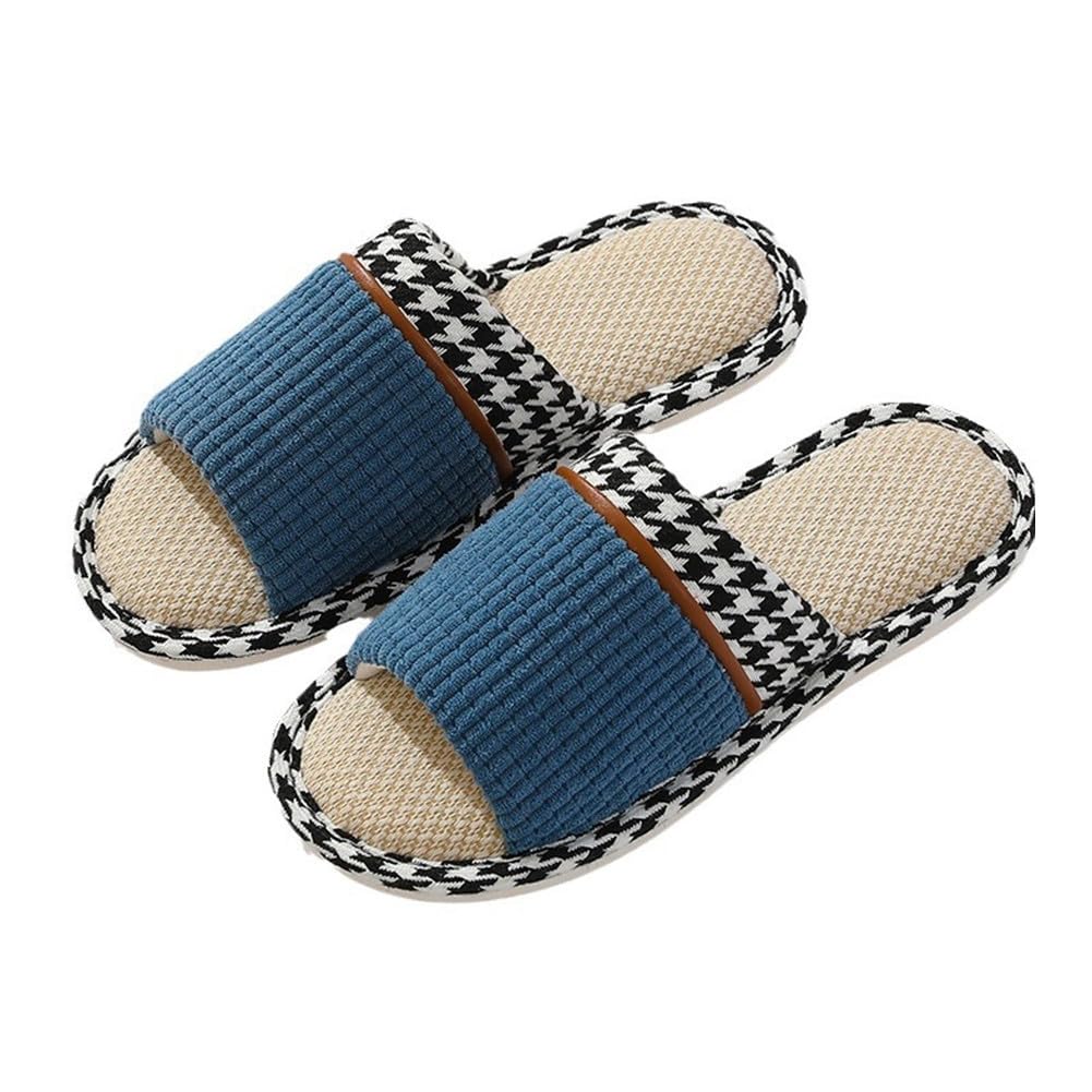 CYlovinho Womens Slippers House Slippers Soft Linen House Shoes Slippers Breathable Home Shoes Memory Foam Slippers Open Toe Bedroom Slippers Washable