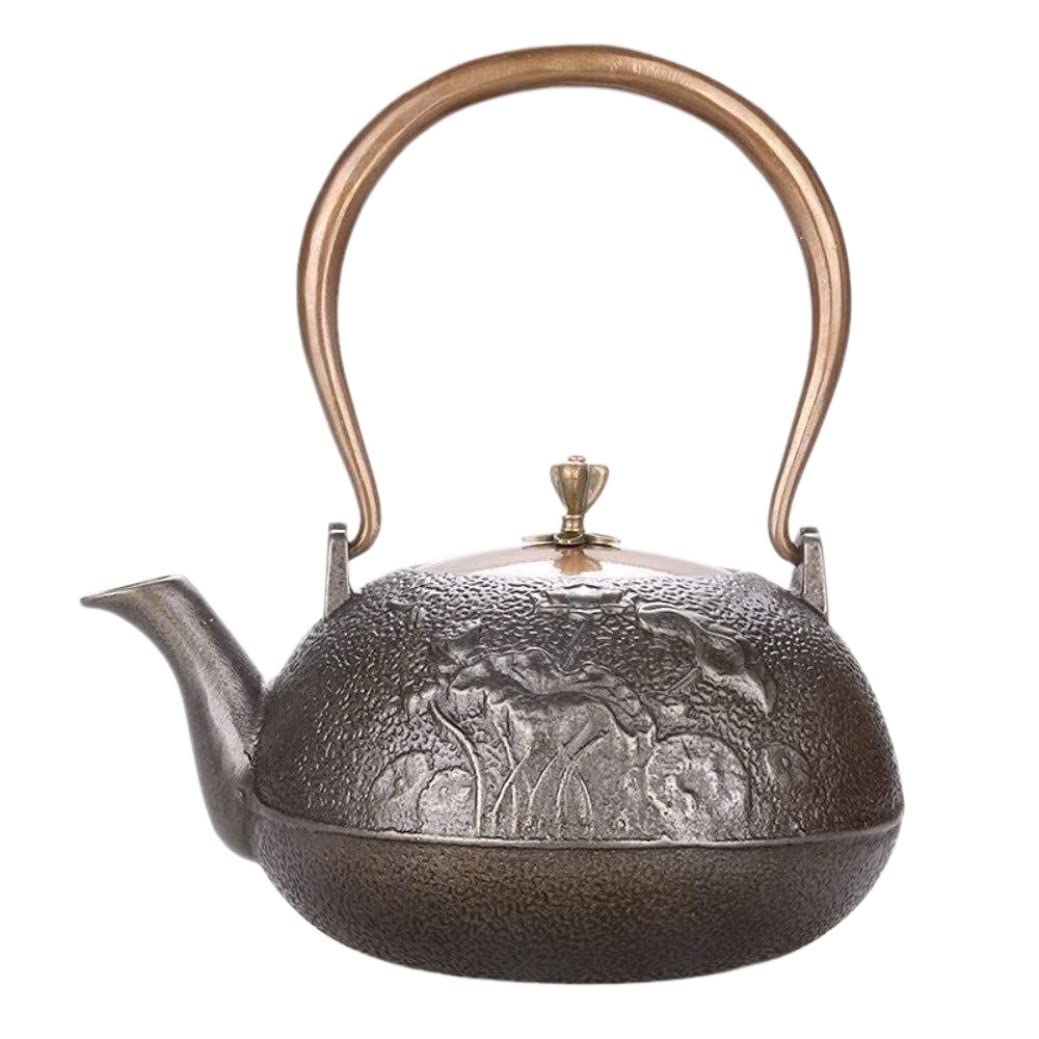 Théière Traditionnelle Théière En Fonte De 1200 ML Théières En Fer Artisanat Original Fer Paroi Intérieure Théière Double Cuivre Bouilloire Non Revêtue Théière Japonaise