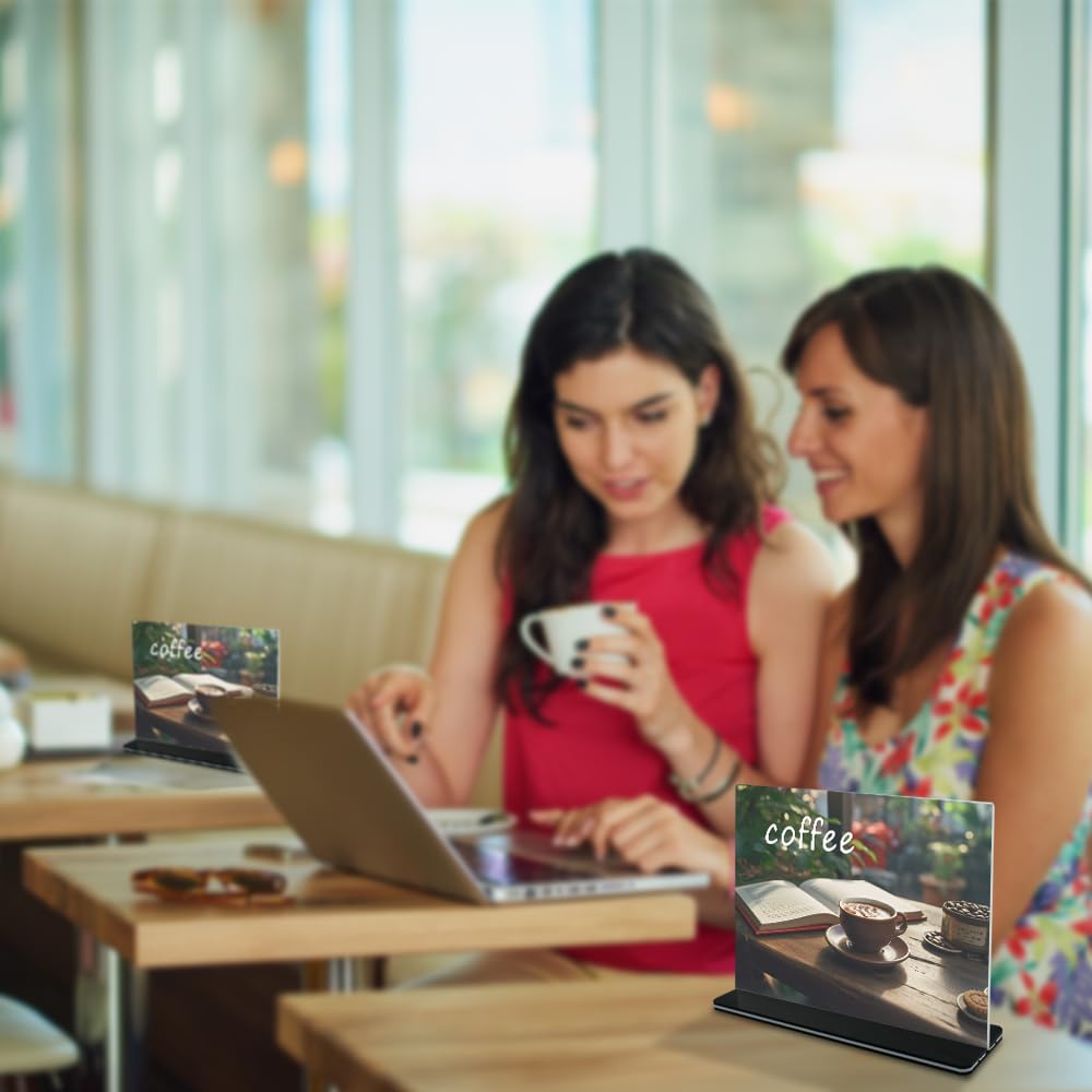 5 Pezzi A5 Espositore da Tavolo a Forma di T Doppio Espositore da Tavolo Orizzontale A5 Orizzontale Acrilico Porta-avvisi da Tavolo con Base per Menù, Carta, Schede Informative, Ufficio e Altro