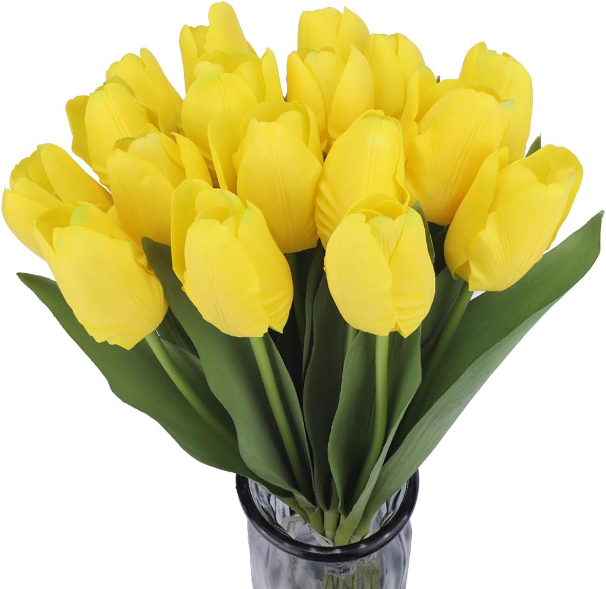 IFLOVE 12 Pcs Tulips Artificial Flowers Real Touch Fake Flowers Bouquet for Mother’s Day Wedding Arrangements Centerpiece Home Decor (Yellow)