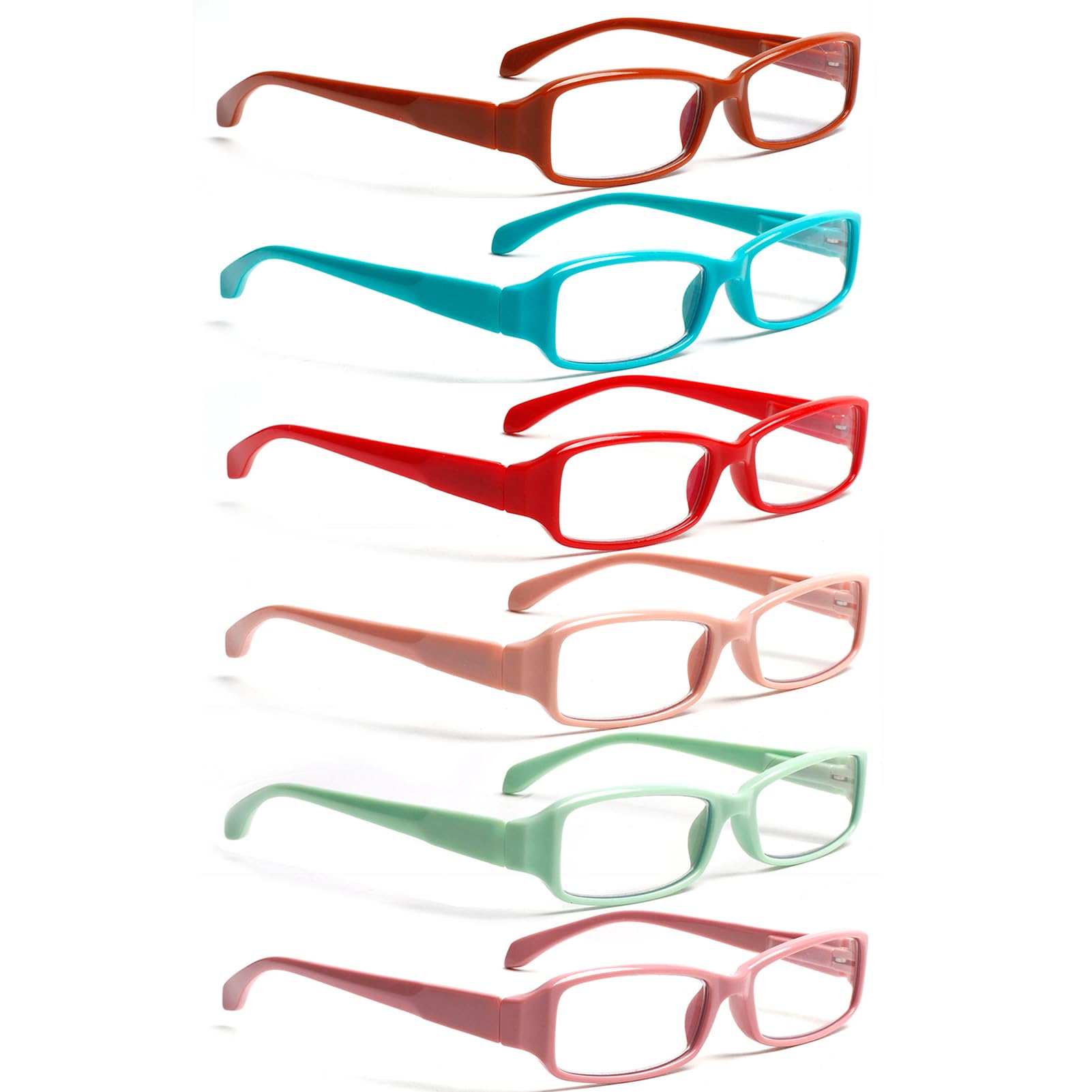 Ladies Reading Glasses 6 Pairs Blue Light Blocking Readers Spring Hinge with Pattern Print Eyeglasses for Women (Multi-Color-A, 2.5, x)