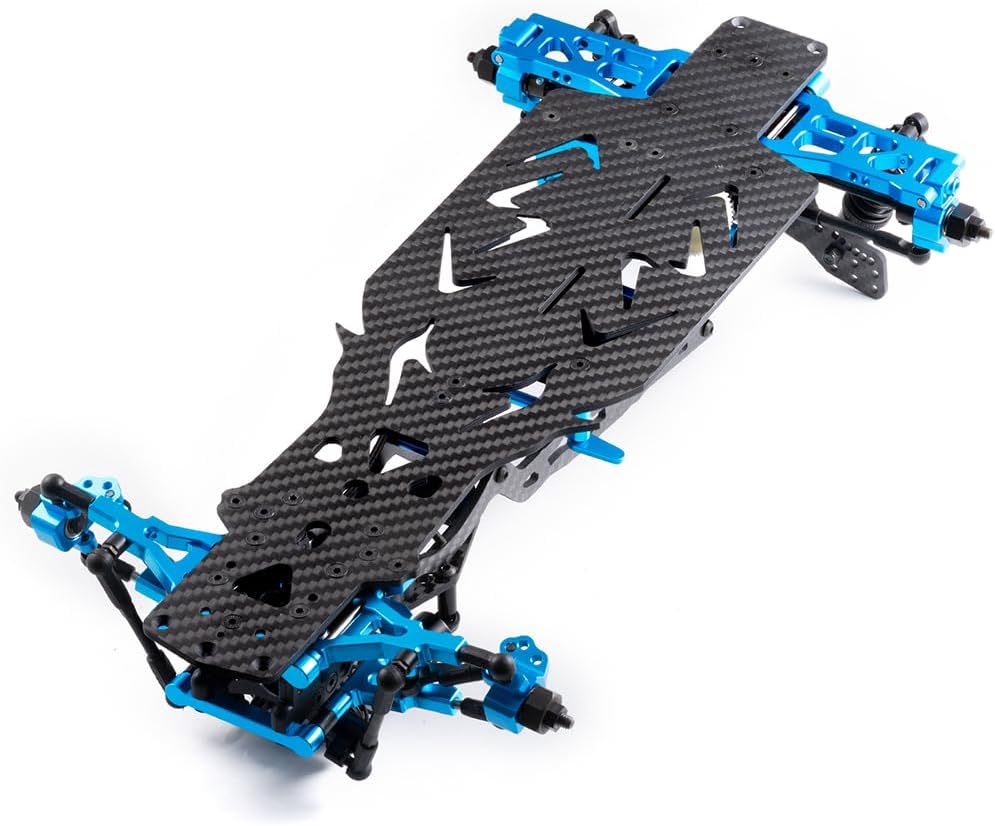 MORLORDY Alloy Metal & Carbon Fiber RC Chassis Frame Kit for Sakura D5 Standard or MINI MR 1/10 RC Flat Road Drift Car, with 4Pcs Wheels Tires Set & Shocks (Sakura D5 Standard + MR)