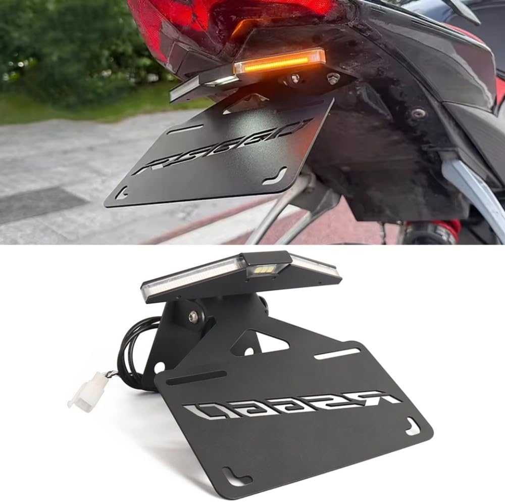 2025 Foldable License Plate Holder with LED Turn Signal Fit for Aprilia RS660 RSV4 FACTORY 2021-2024 2025 Motorcycle Tail Tidy Fender Eliminator Kit Black License Plate Bracket