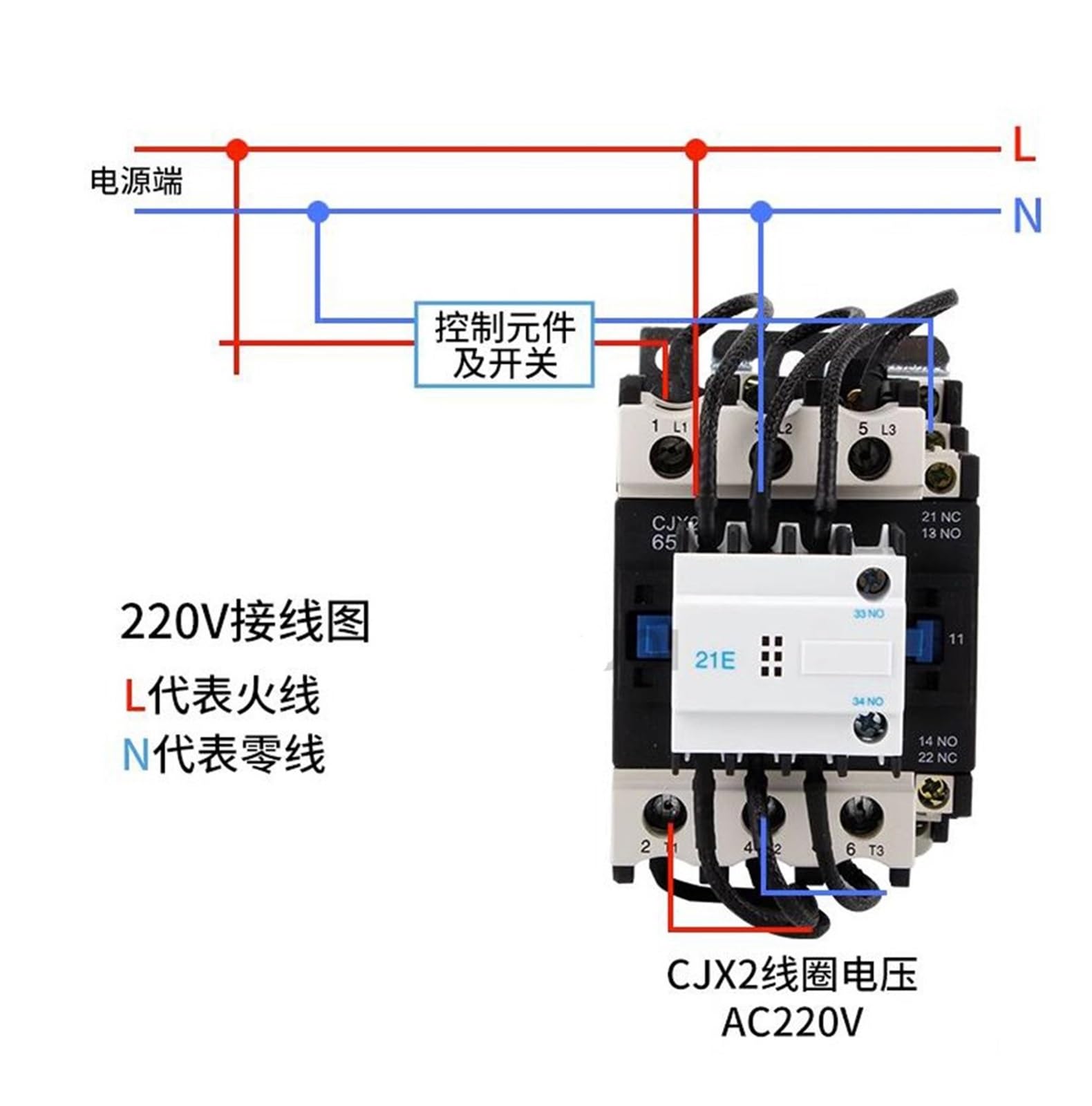Contactor de CA CJ19-25 32 43 63A Armario compensación condensadores conmutación 220V 380V potencia reactiva(CJ19-43,220V)