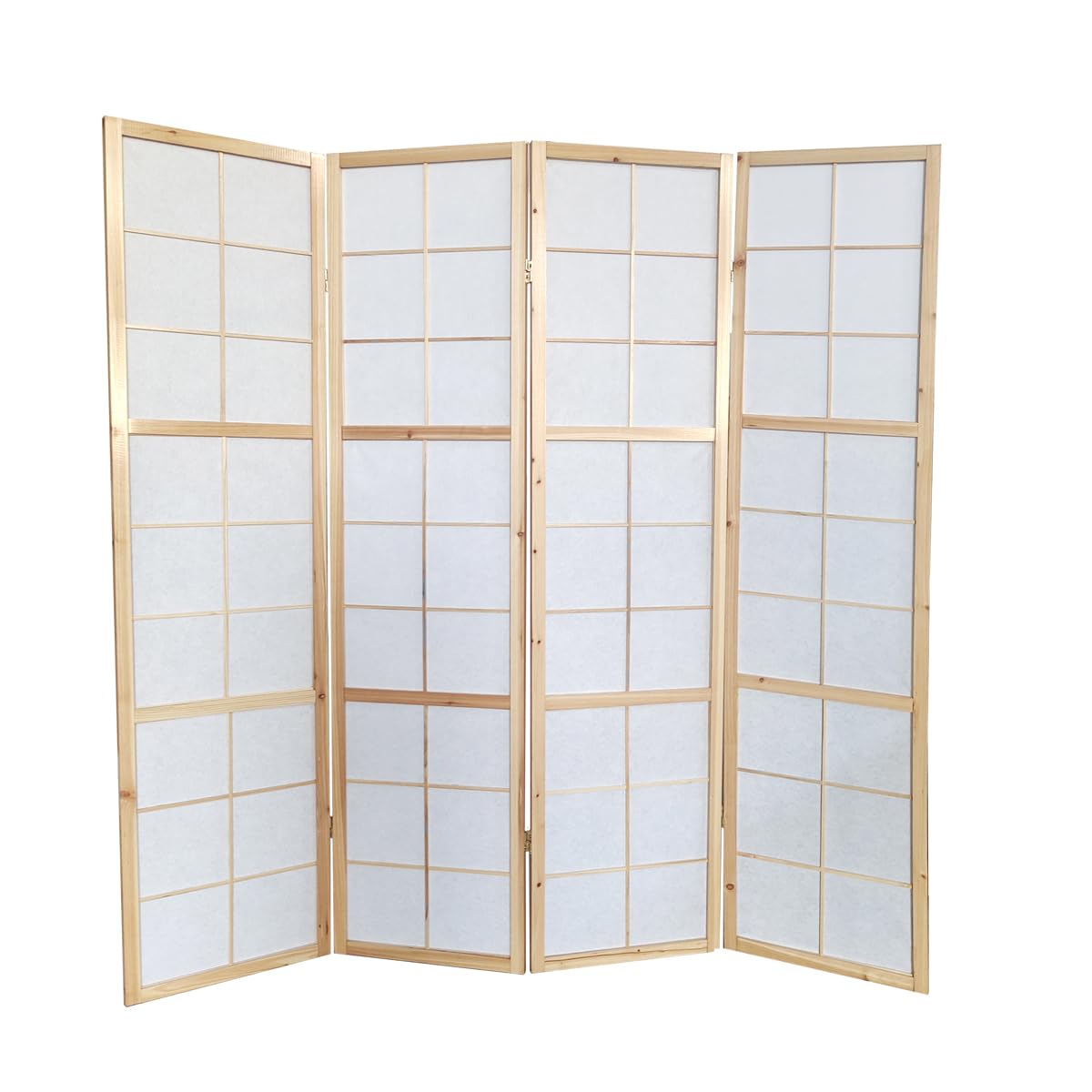 PEGANE Paravent Japonais Bois Naturel 4 pans