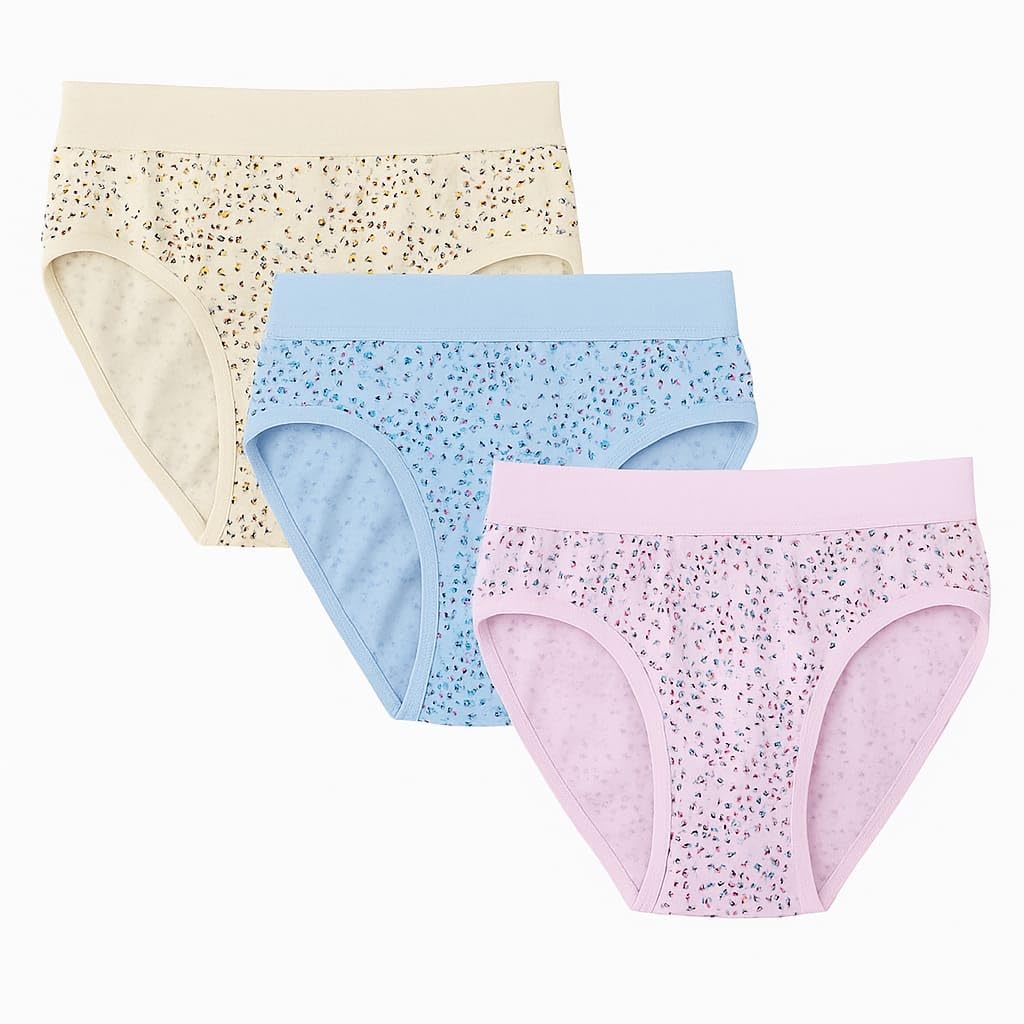velvetara Women's Cotton Hipster Panties, 3-Pack, Floral Print, Beige Pink Blue, Mid-Rise Underwear-picture-47