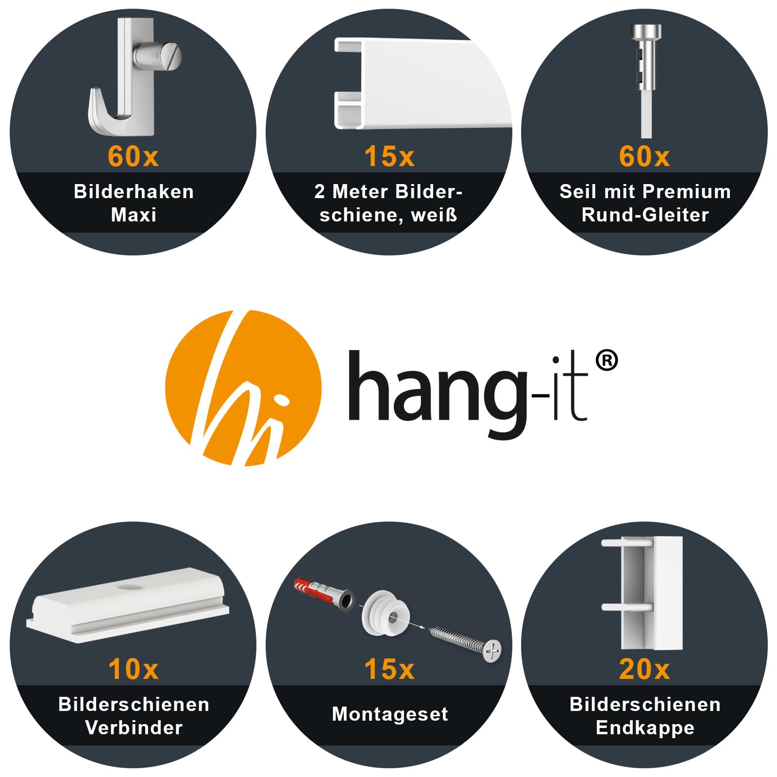 30 Meter Bilderschienen - Select - Komplett Set in Weiß von Hang-it