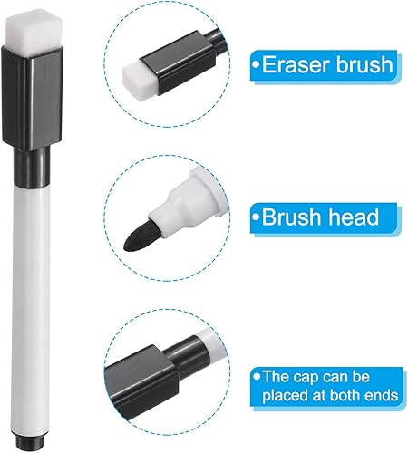 Miniatura 4 de PATIKIL Rotuladores de borrado en seco, paquete de 30 unidades, tinta negra, punta fina, bajo olor, pizarra blanca con tapa de borrador para