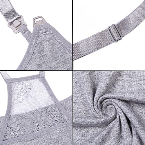 Suiek 3Pack Nursing Top Tank Cami Maternity Shirt Sleep Bra For Breastfeeding (Large, Black + Navy + Grey (3/Pack)) #TOP5