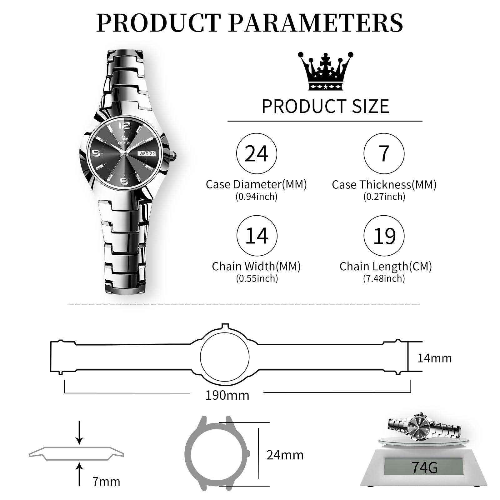 OLEVS Orologio da donna di lusso, impermeabile, analogico, al quarzo, in acciaio inox, con data e giorno, cristallo sfaccettato 3D alla moda e lancette luminose eleganti regali Relojes para Mujer