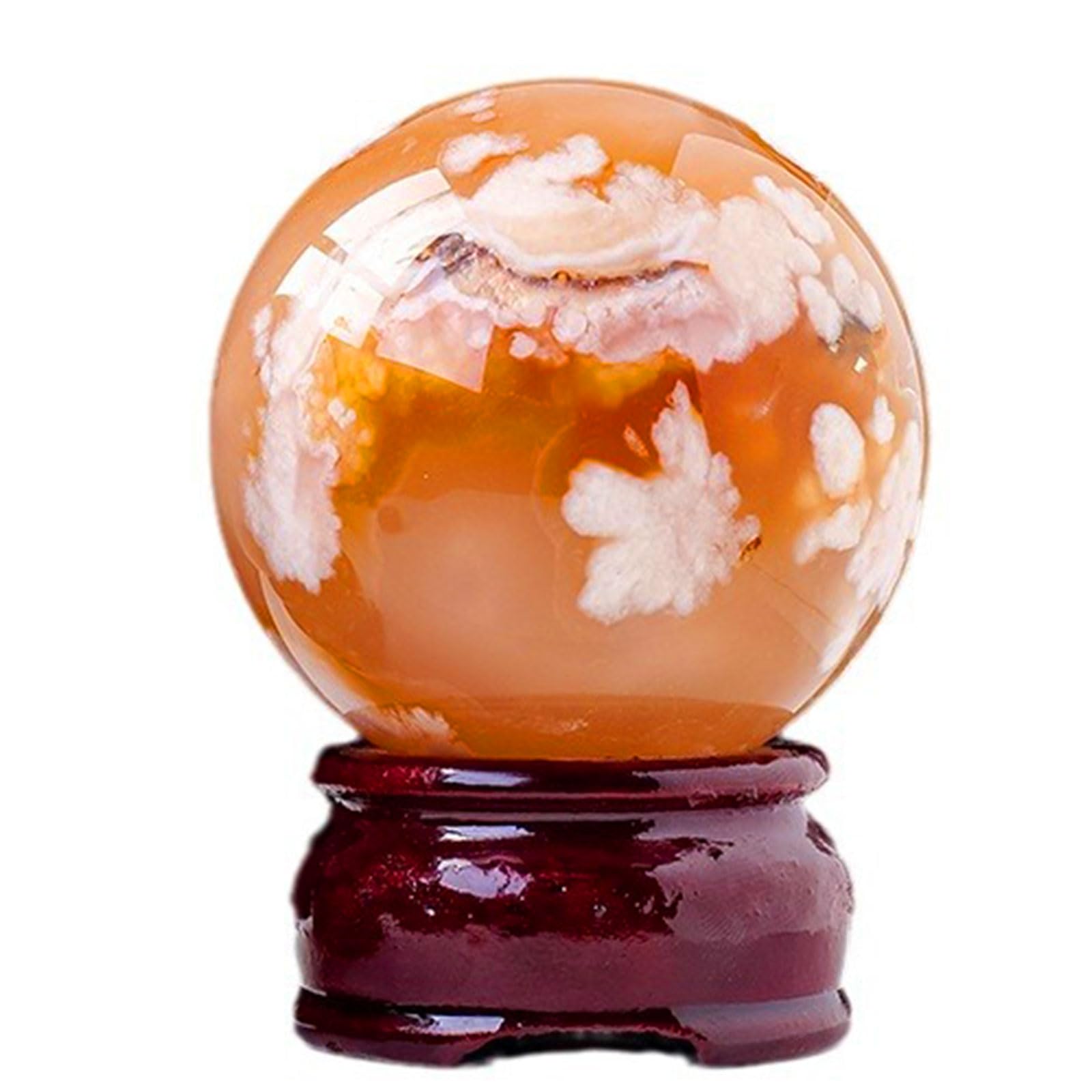DGHBCYA Cherry Blossom Agate Crystal Ball - Flower Agate Crystal Sphere - Natural Healing Decorative Balls Figurine for Meditation, Reiki, Witchcraft, Feng Shui Home Decor,Dia.55mm