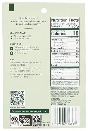 Simply Organic Ranch Salad Dressing Mix ( 12x1 OZ) by Simply Organic