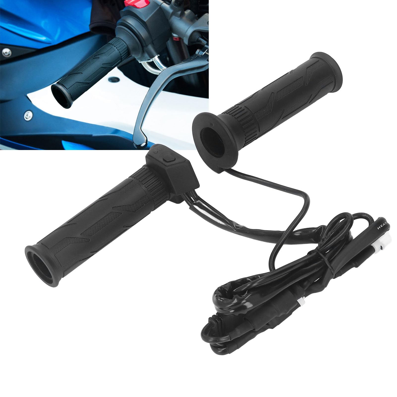 1 Paire de poignées de Guidon chauffantes pour Moto, Scooter et VTT – Accessoire d'hiver à réchauffement Rapide avec réglage de la température à 5 Vitesses – Poignées électriques
