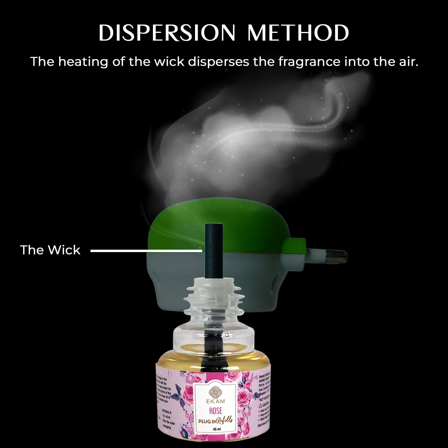 EKAM Plug-In Air Freshener Kit (Machine + 45ml Refill) | Rose Scent | Long-Lasting Aroma for 125 Days / 500 Hours | Ideal for Rooms & Bathrooms - Image 9 thumbnail