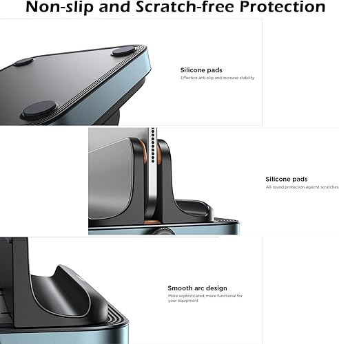 Miniatura 6 de Soporte vertical para laptop, 3 ranuras para ahorrar espacio, soporte de escritorio de aluminio con base ajustable compatible con MacBook Surface