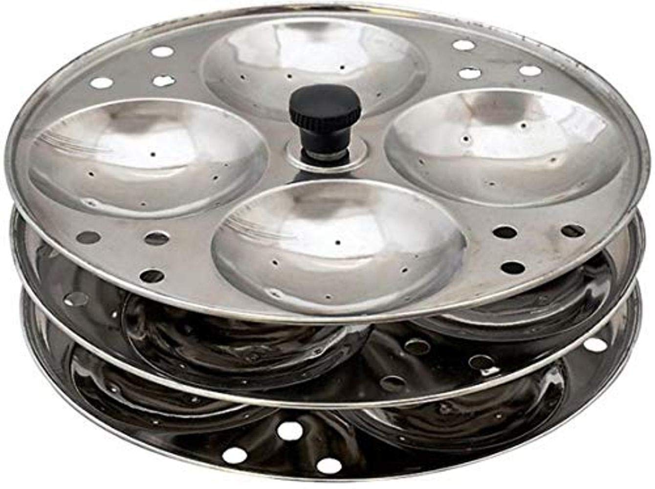 Stainless Steel Non Stick Idli Plates|Idli Maker| Idli Stand with Holes for Pressure Cooker (3 Plate) — Amazon image 2