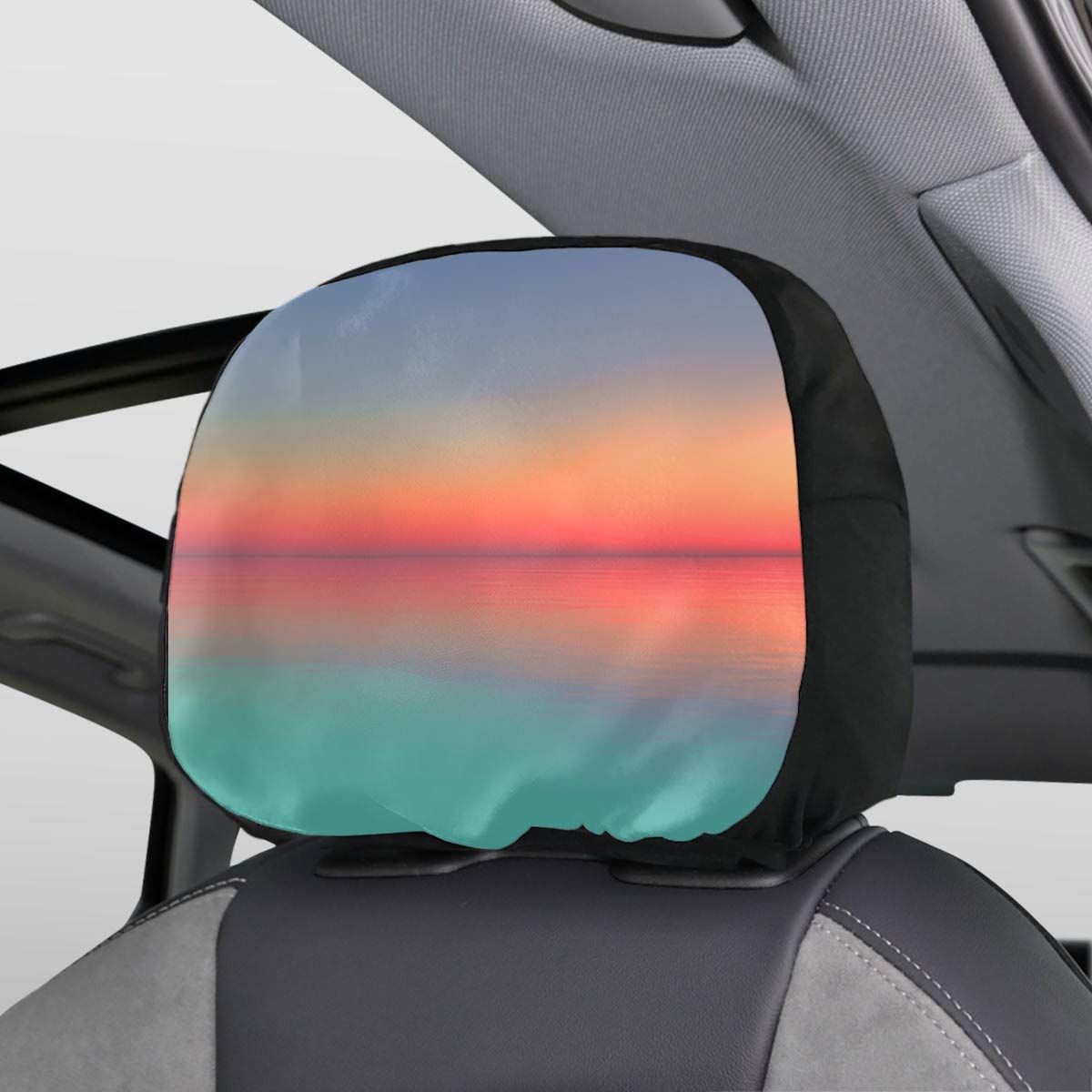 Headrest Covers for Cars Sunset Silhouette Coconut Sea