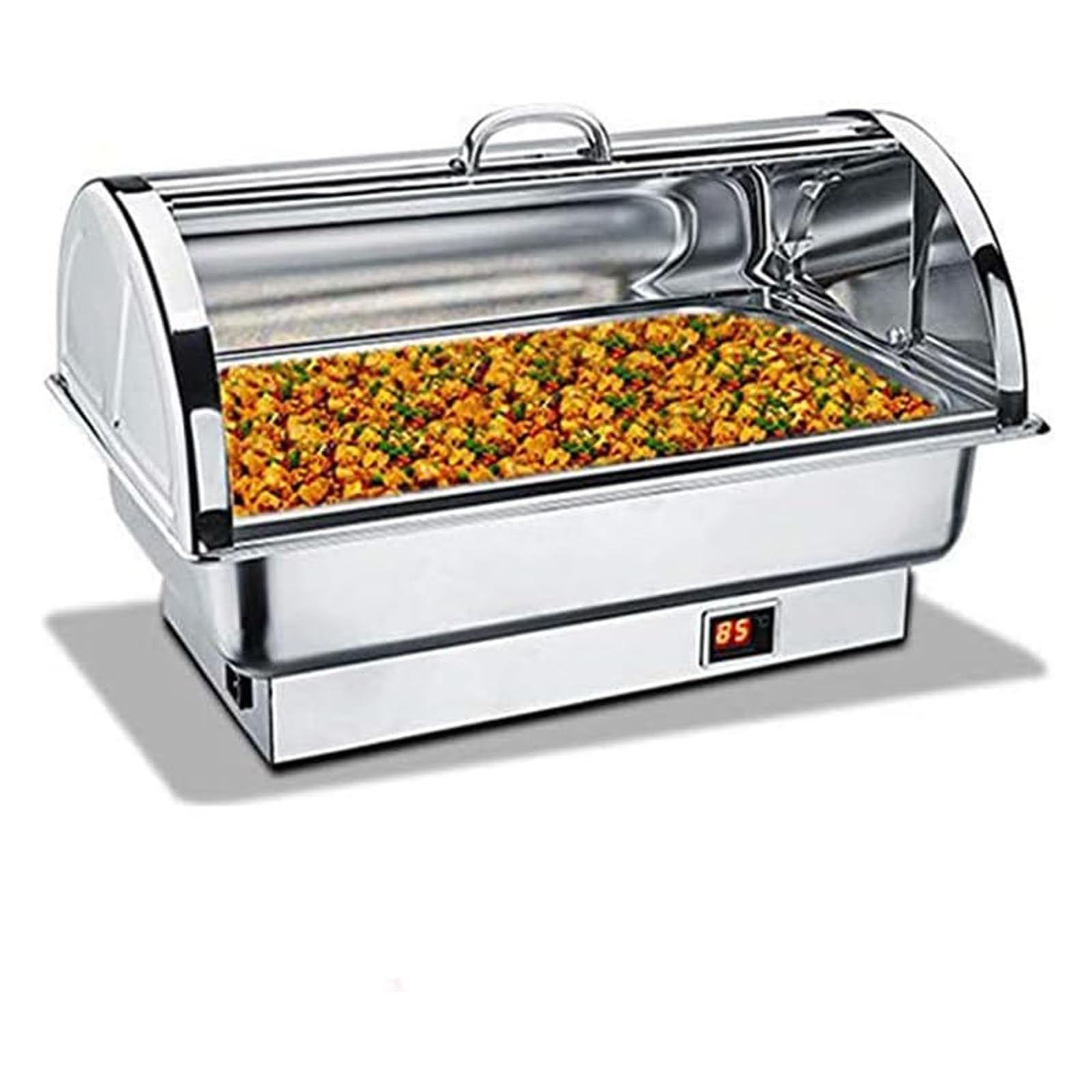 Square Stainless Steel Buffet Chafer with Warming Tray, 600W Commercial Food Warmers, Ideal for Parties, Buffets, Catering, Home Dinners, Football Game or Office Gathering,Silver-62x37x41cm