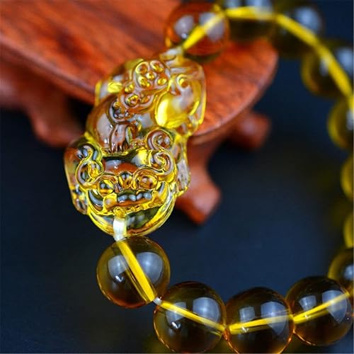 Vista 4 de Pulsera Feng Shui con piedra de citrino y riqueza Pi Xiu que atrae riqueza y buena suerte #11879