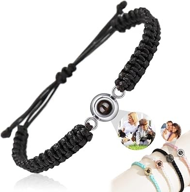 Custom Bracelets with Picture Inside Picture Bracelet Personalized Photo Projection Bracelets Womens Identification Bracelets Birthday Christmas Mothers Day Gifts for Women Men Family Couple Friend Dog Cat