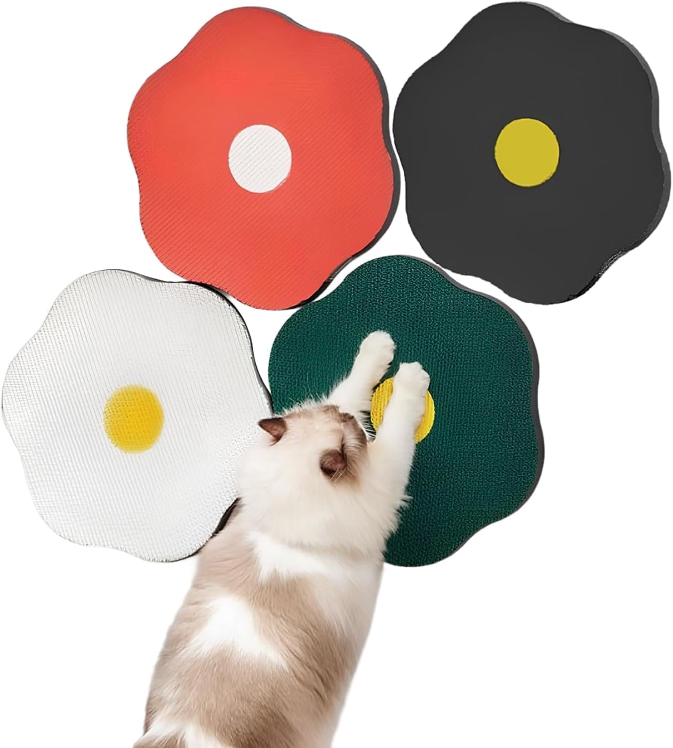 Almohadilla rascadora de flores para gatos en la pared, rascador de pared para gatos, cartón corrugado, protector de muebles para gatos, tapete rascador de uñas para gatos de interior (mezcla de 4