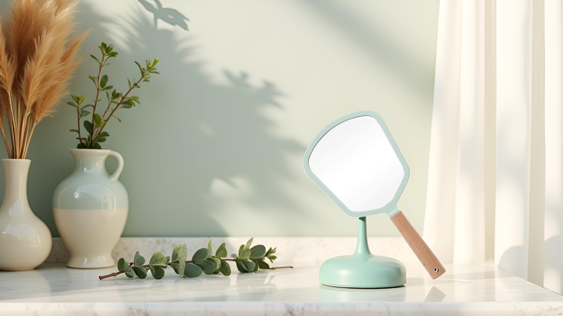 SVS ONLINE Makeup Mirror with Magnification, for Desk Make Up, Magnifying Hand Held Mirror (Fan Mirror) 3